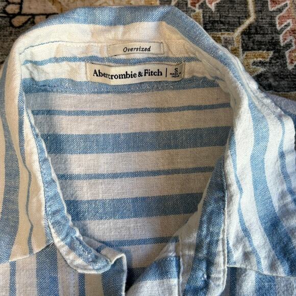 Abercrombie and Fitch Women's Linen Blend Casual Button Up Top Small Fall Boat - Picture 4 of 8